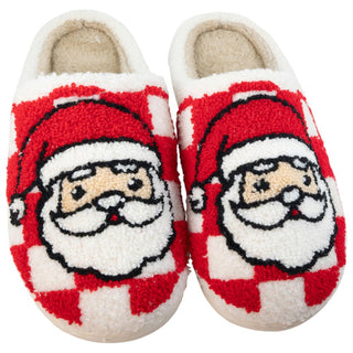 Santa Red Checkered Fuzzy Slippers make an ideal gift