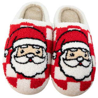 Santa Red Checkered Fuzzy Slippers are super comfy and festive